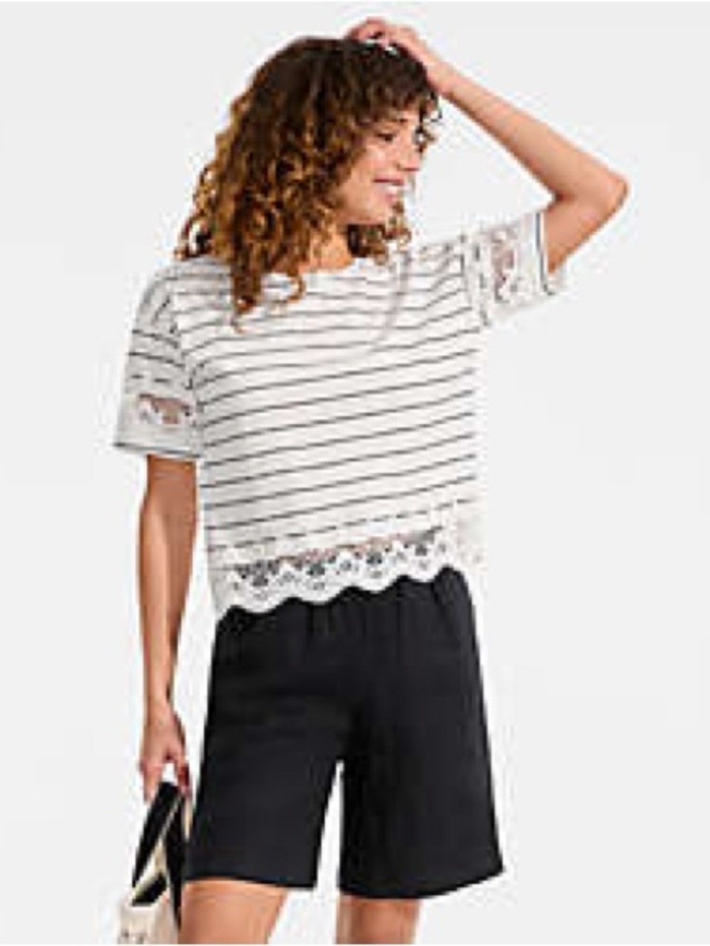 Lands’ End Women's Linen High Rise Pull On 7" Shorts Black
